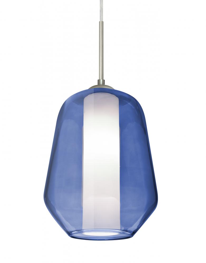 Besa Link Pendant for Multiport Canopy, Blue/Opal, Satin Nickel Finish, 1x9W LED