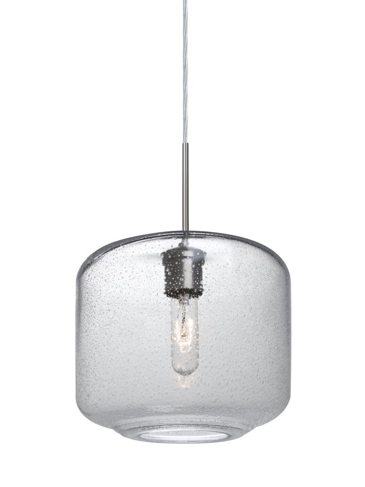 Besa Niles 10 Pendant For Multiport Canopy, Clear Bubble, Satin Nickel Finish, 1x60W Medium Base