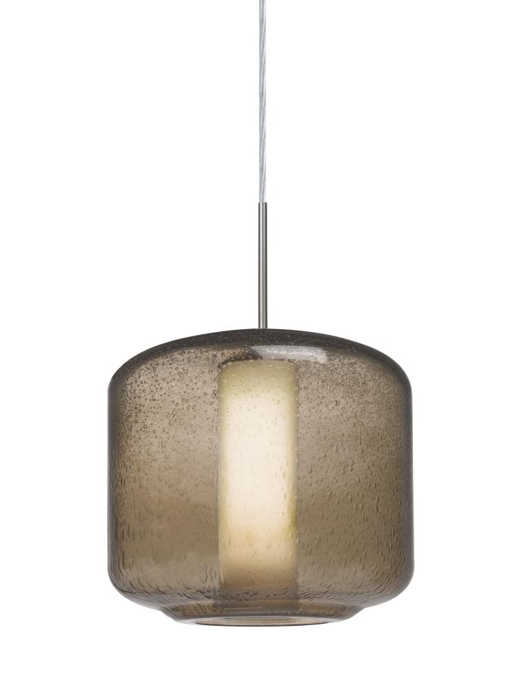 Besa Niles 10 Pendant For Multiport Canopy, Smoke Bubble/Opal, Satin Nickel Finish