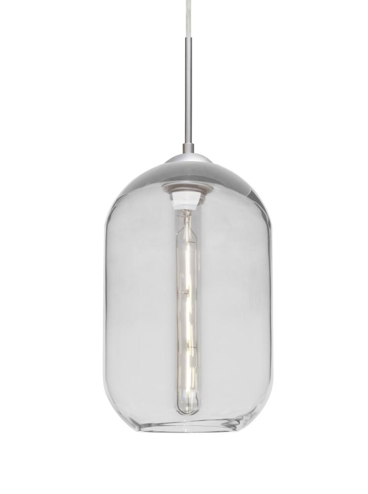 Besa, Omega 12 Cord Pendant For Multiport Canopies, Clear, Satin Nickel Finish, 1x5W LED Filament