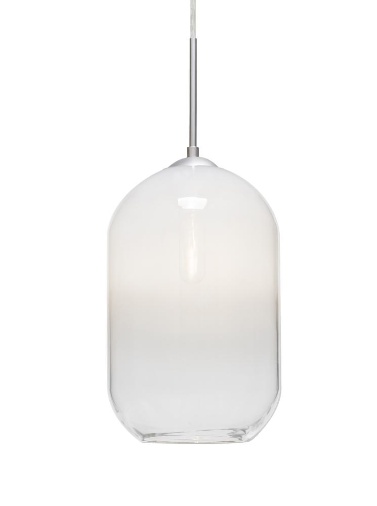 Besa, Omega 12 Cord Pendant For Multiport Canopies, White/Clear, Satin Nickel Finish