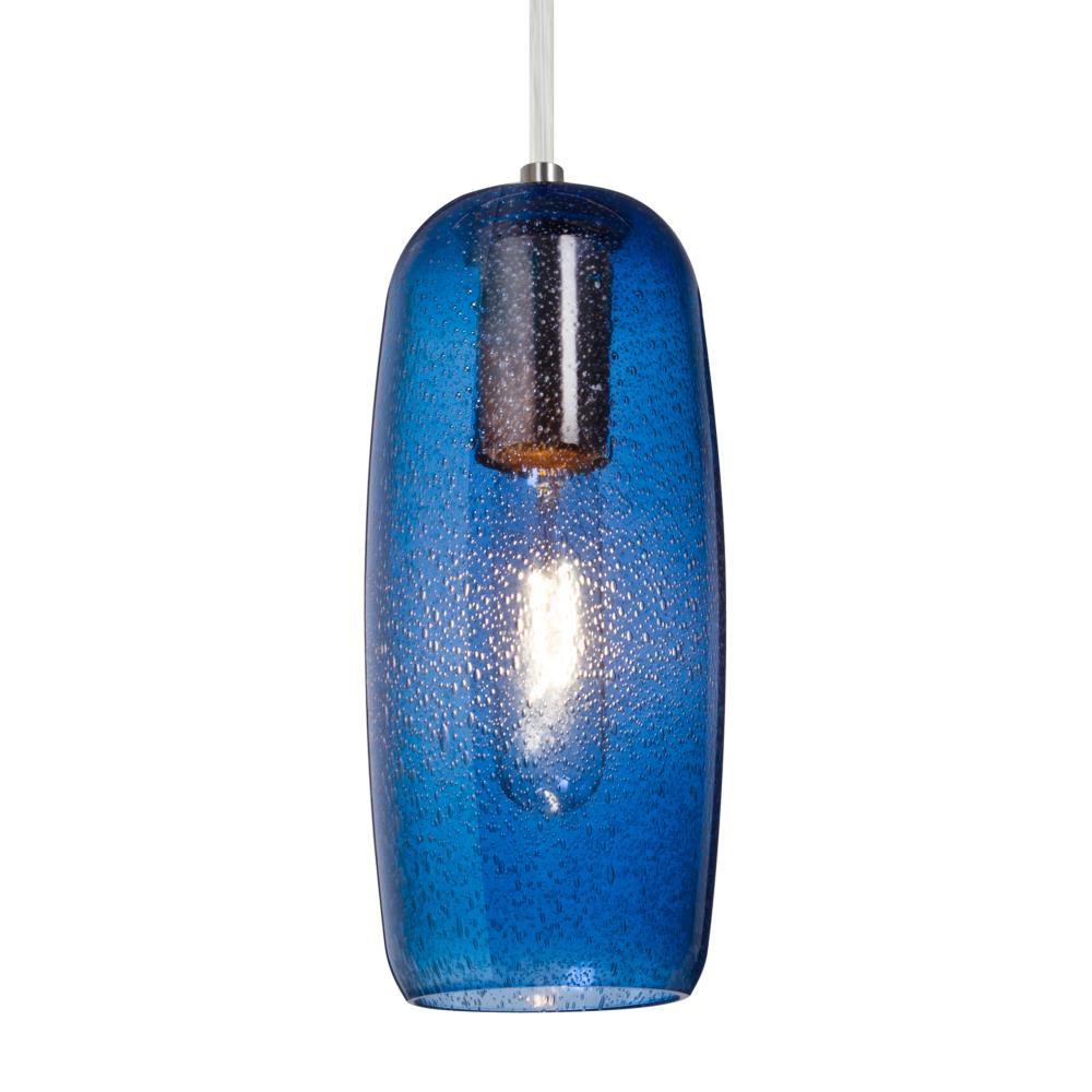 Besa, Pinot 9 Cord Pendant for Mulitport Canopy, Blue Bubble, Satin Nickel FInish 1x60W Medium Base