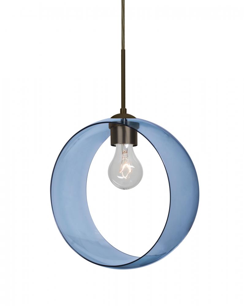 Besa, Plato Cord Pendant For Multiport Canopies, Blue, Bronze Finish, 1x60W Medium Base
