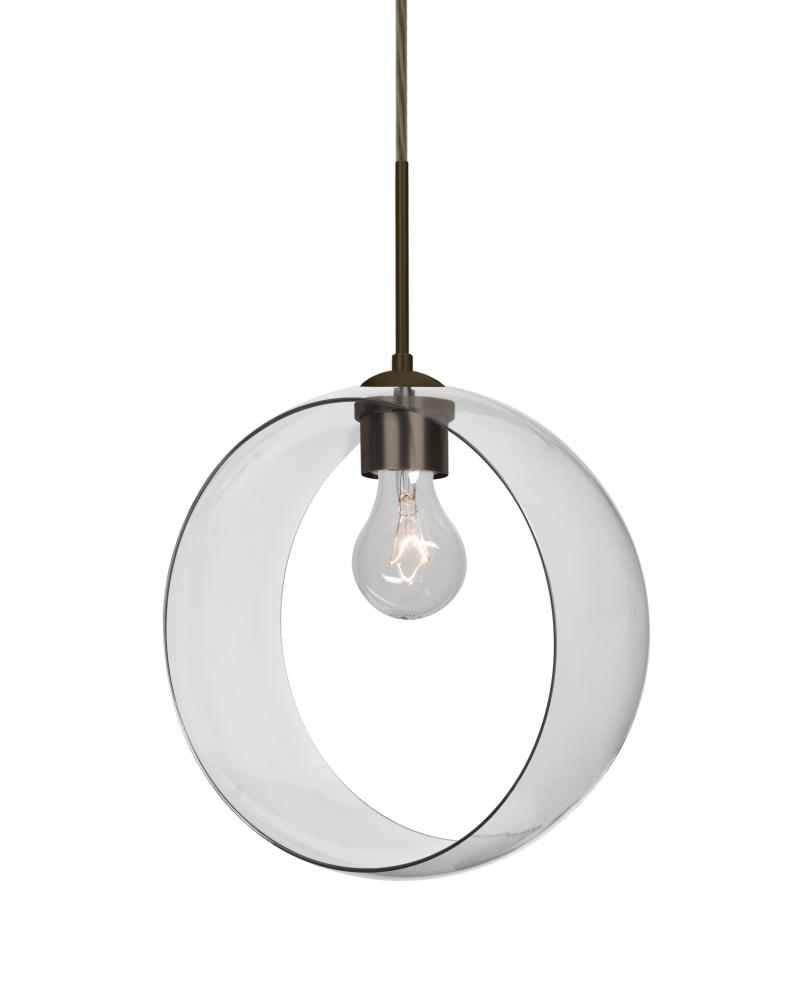 Besa, Plato Cord Pendant For Multiport Canopies, Clear, Bronze Finish, 1x60W Medium Base