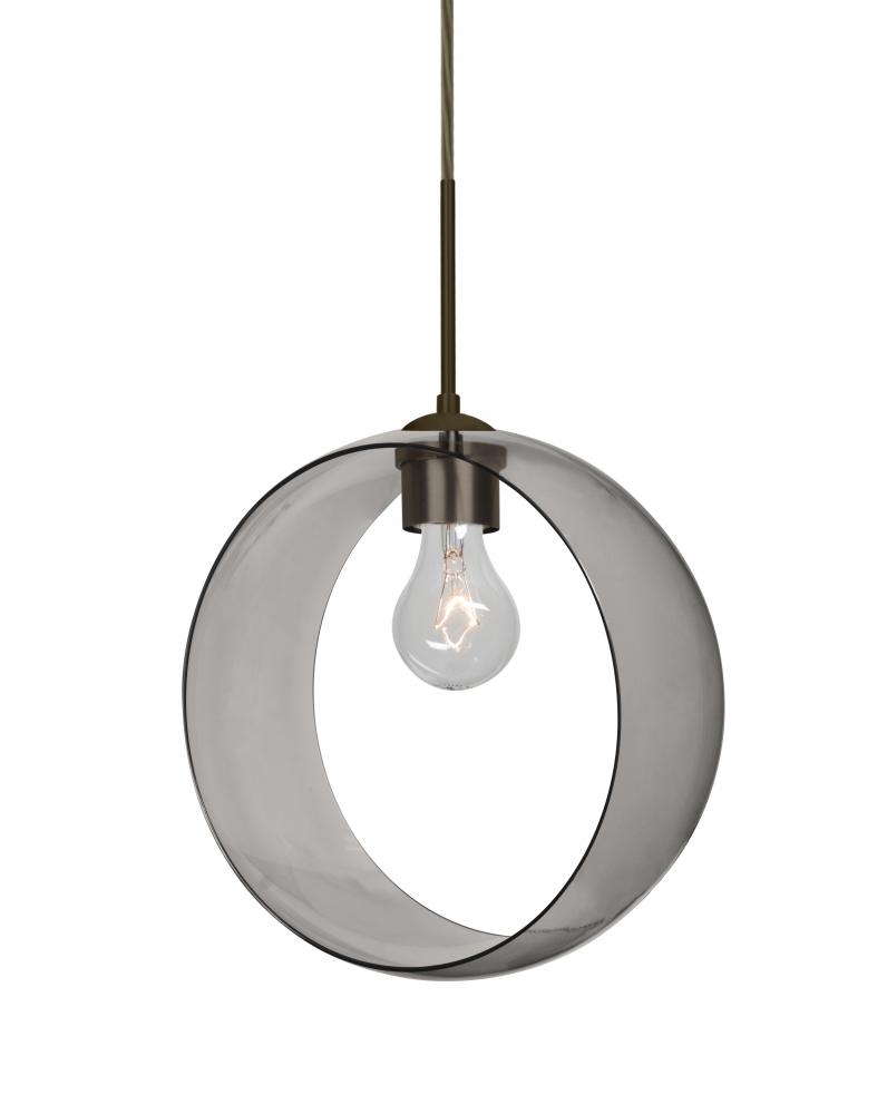 Besa, Plato Cord Pendant For Multiport Canopies, Smoke, Bronze Finish, 1x60W Medium Base