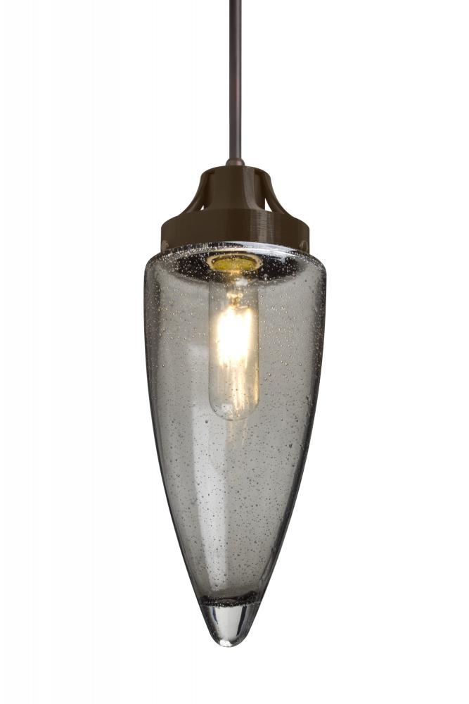 Besa, Sulu Cord Pendant For Multiport Canopy, Smoke Bubble, Bronze Finish, 1x8W LED Filament