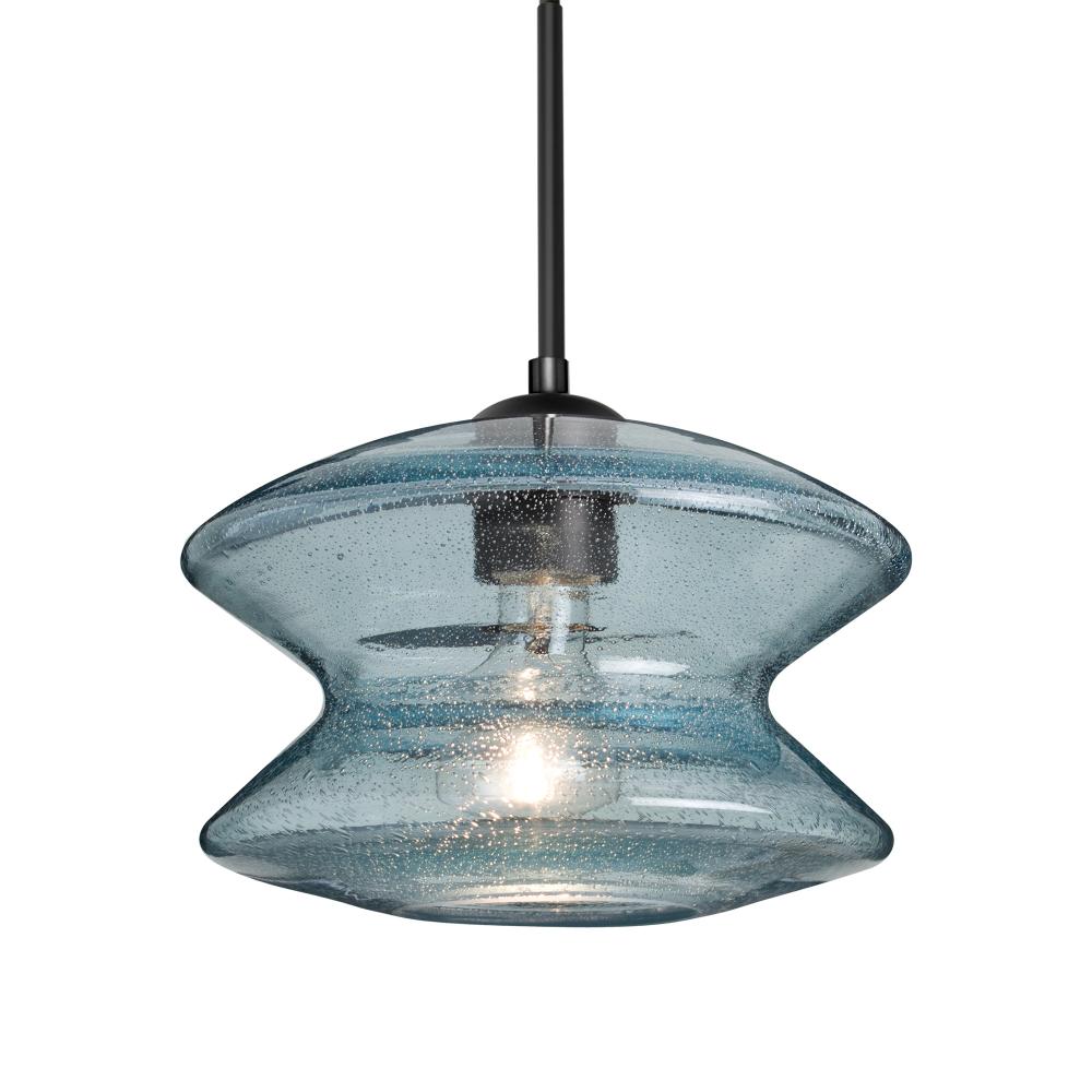 Besa, Zen Cord Pendant For Multiport Canopy, Blue Bubble, Black Finish, 1x60W Medium Base