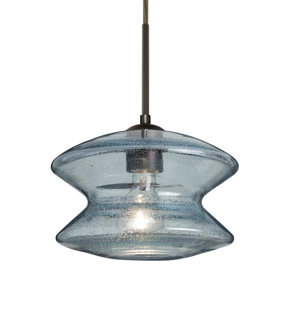 Besa, Zen Cord Pendant For Multiport Canopy, Blue Bubble, Bronze Finish, 1x60W Medium Base