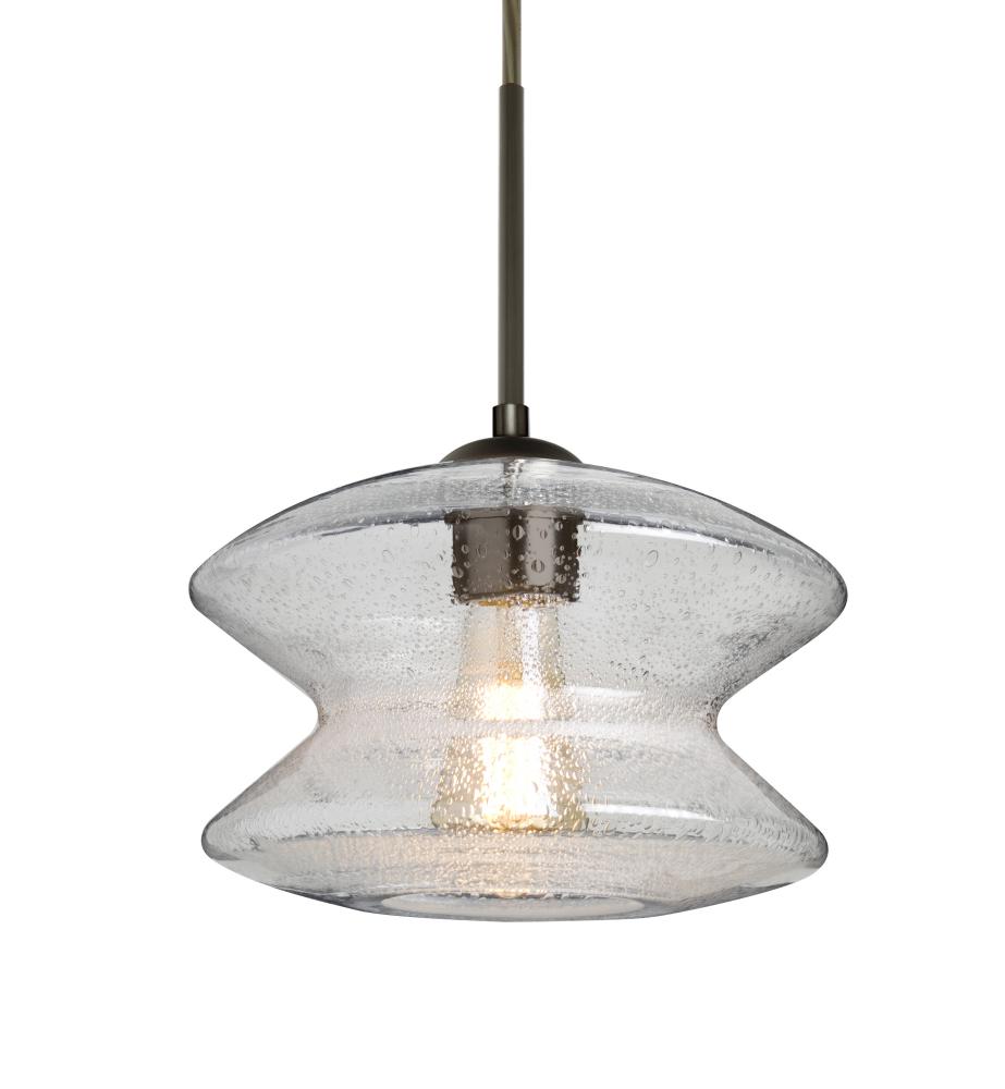 Besa, Zen Cord Pendant For Multiport Canopy, Clear Bubble, Bronze Finish, 1x8W LED Filament