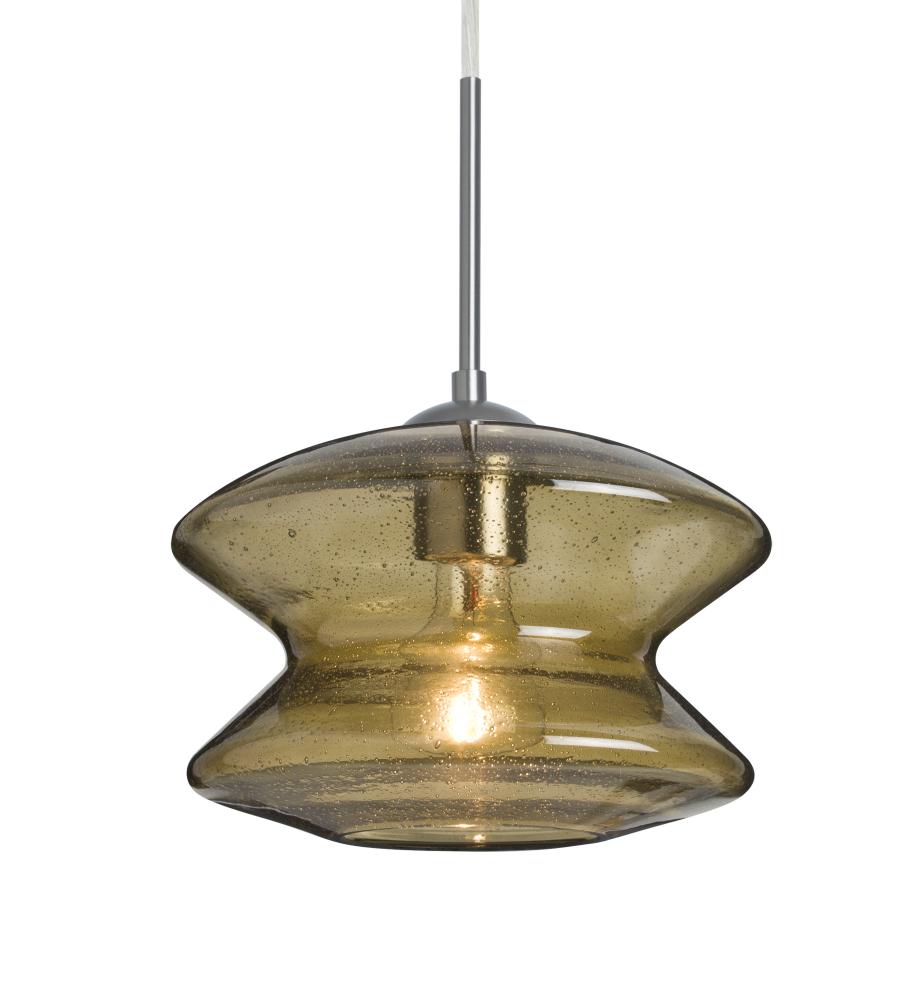 Besa, Zen Cord Pendant For Multiport Canopy, Latte Bubble, Satin Nickel Finish, 1x60W Medium Base