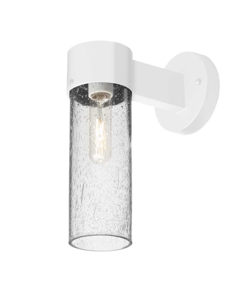 Besa, Juni 10 Outdoor Sconce, Clear Bubble, White Finish, 1x4W LED Filament