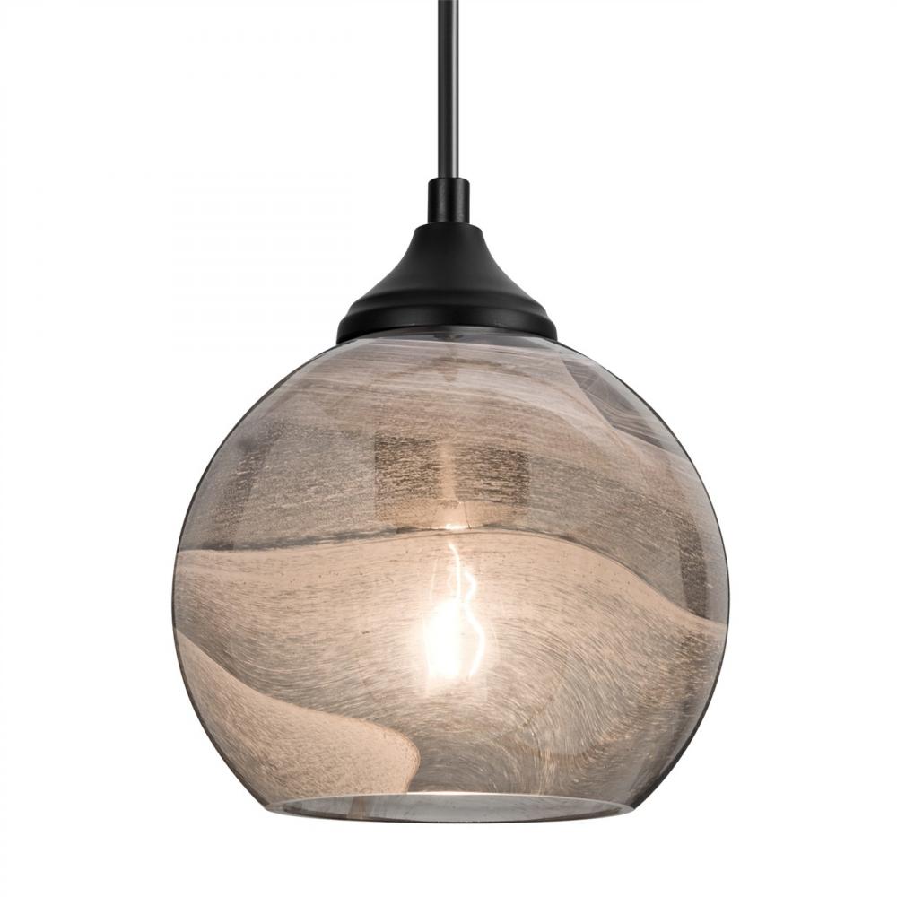 Besa, Jilly Outdoor Pendant, Vapor Smoke, Black Finish, 1xE26 Base