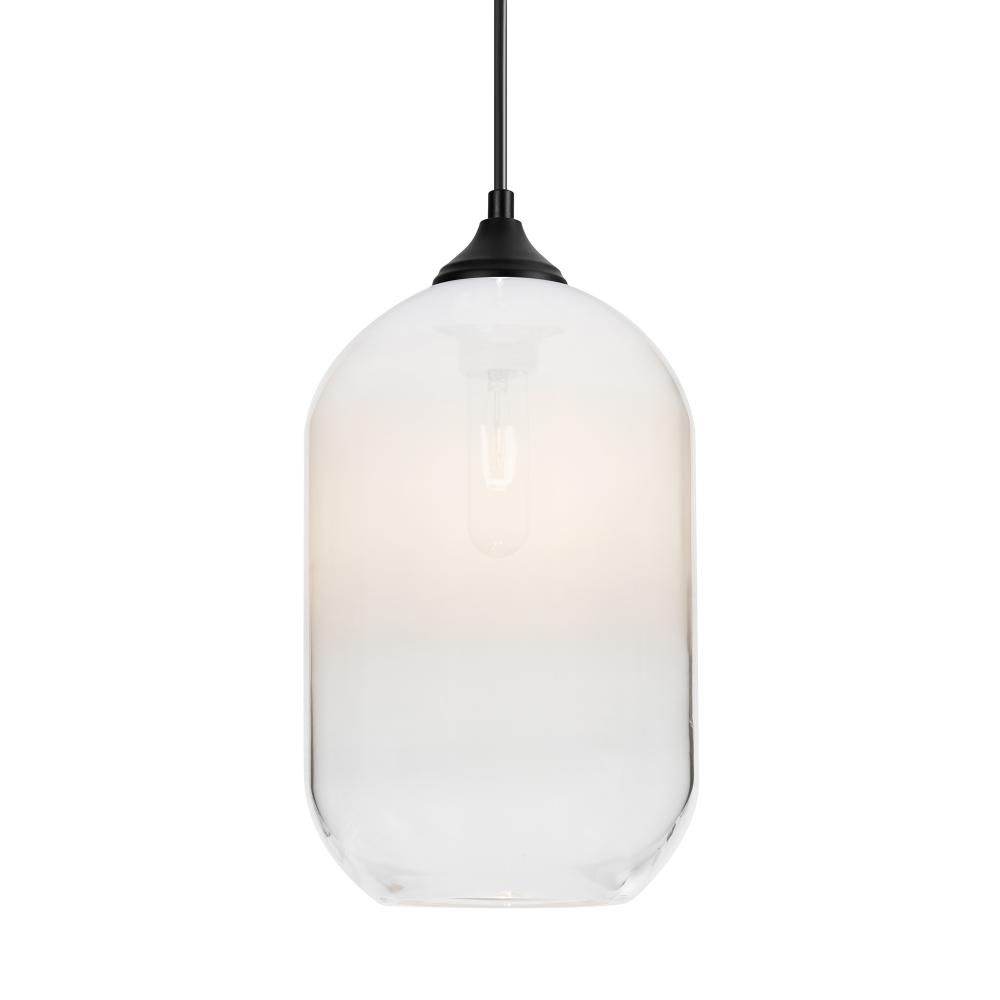 Besa, Omega 12 Outdoor Pendant, White/Clear, Black Finish, 1xE26 Base