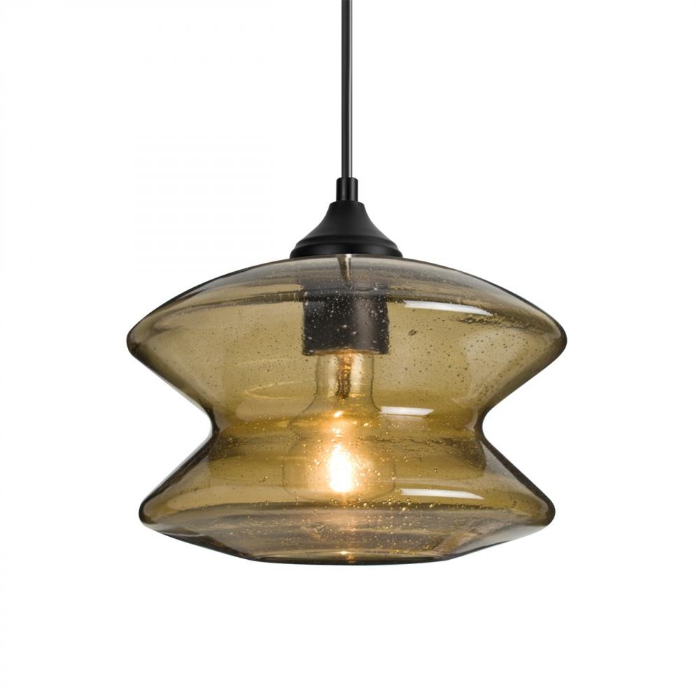 Besa, Zen Outdoor Pendant, Latte Bubble, Black Finish, 1xE26 Base