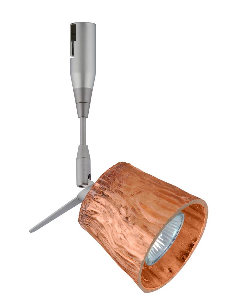 Besa Spotlight With 18" Stem Nico 3 Satin Nickel Stone Copper Foil 1x50W Bipin MR16