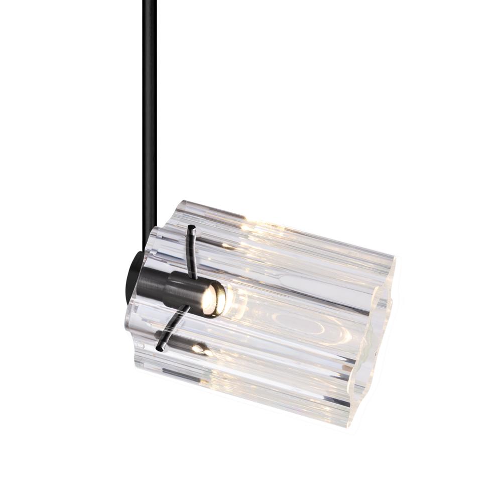 Besa Ice 4 Spotlight with 12" stem, Clear Glass, Black Finish, 1x35W Bipin