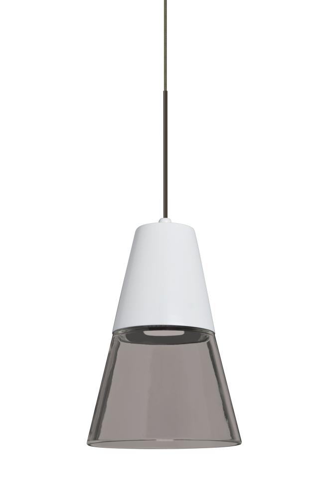 Besa, Timo 6 Cord Pendant, Smoke/White, Bronze Finish, 1x9W LED