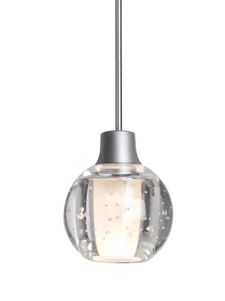 Besa, Boca 3 Cord Pendant For Multiport Canopies, Clear Bubble, Satin Nickel Finish