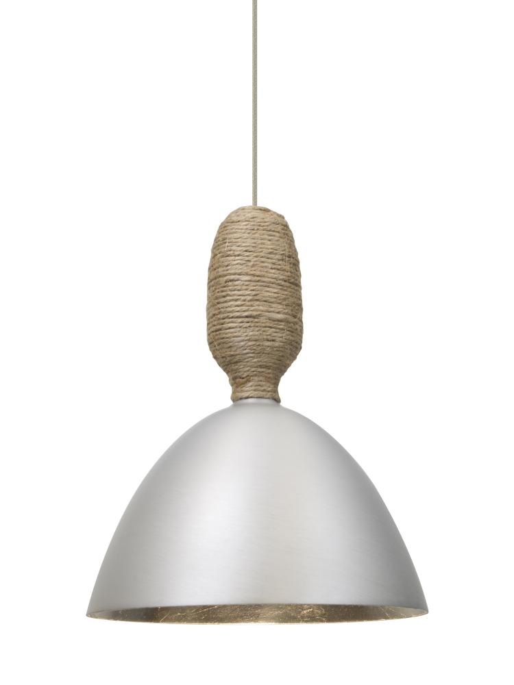 Besa Creed Cord Pendant For Multiport Canopy, Satin Nickel With Silver Reflector