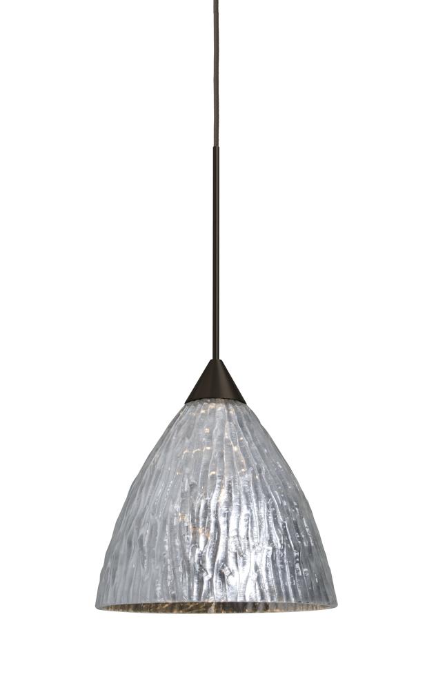Besa, Eve Cord Pendant For Multiport Canopies, Stone Silver Foil, Bronze Finish, 1x5W LED