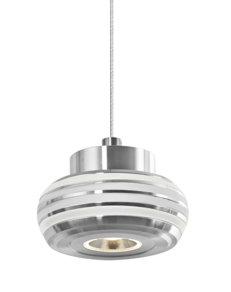 Besa, Flower Cord Pendant For Multiport Canopy, Clear/Frost, Satin Nickel Finish, 1x3W LED