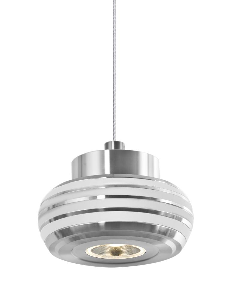 Besa, Flower Cord Pendant For Multiport Canopy, Frost/Frost, Satin Nickel Finish, 1x3W LED