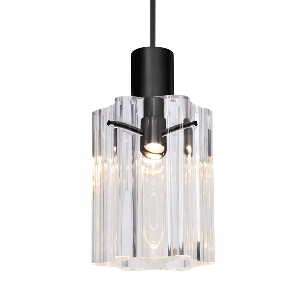 Besa Ice 4 Pendant for Multiport Canopy, Clear Glass, Black Finish, 1x3W LED