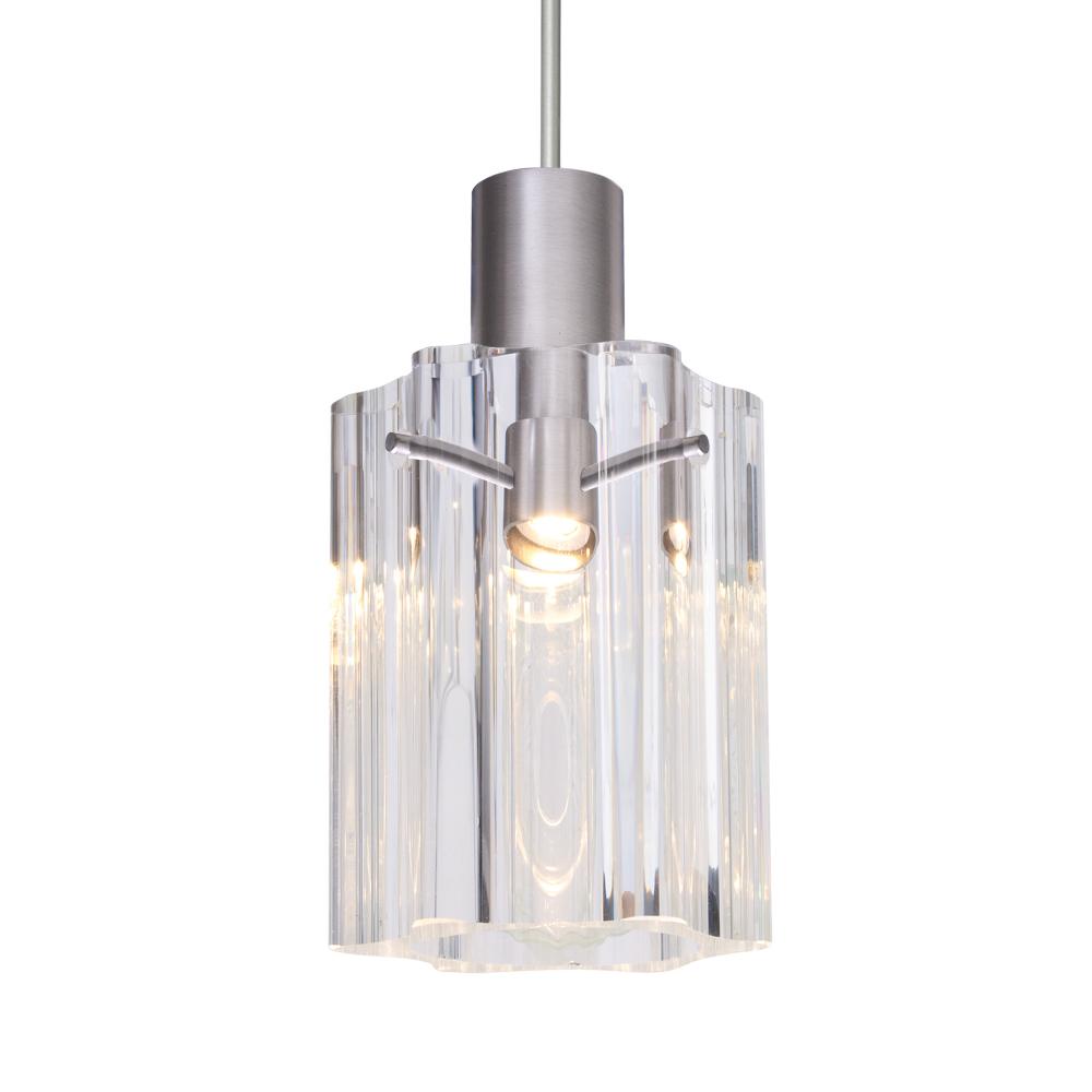 Besa Ice 4 Pendant for Multiport Canopy, Clear Glass, Satin Nickel Finish