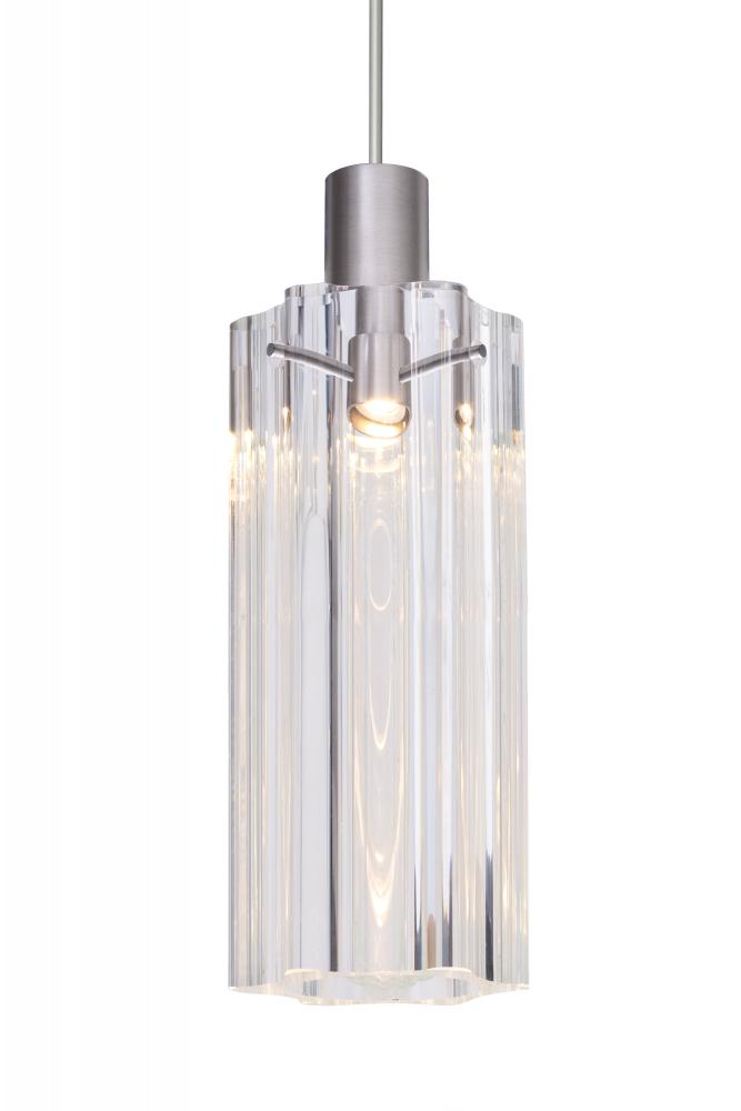 Besa Ice 7 Pendant for Multiport Canopy, Clear Glass, Satin Nickel Finish
