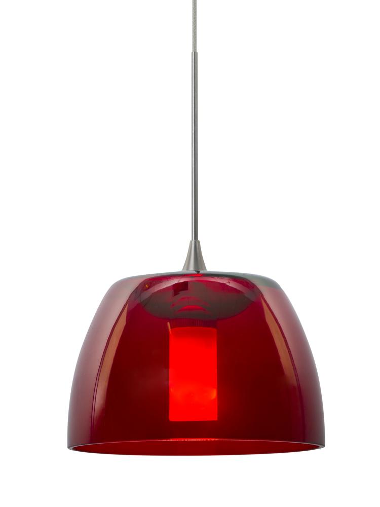 Besa Spur Cord Pendant For Multiport Canopy, Red, Satin Nickel Finish, 1x35W MAX GY6.35 Base