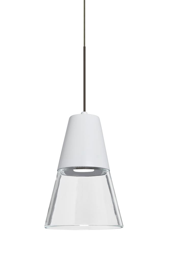Besa, Timo 6 Cord Pendant For Multiport Canopies, Clear/White, Bronze Finish, 1x9W LED