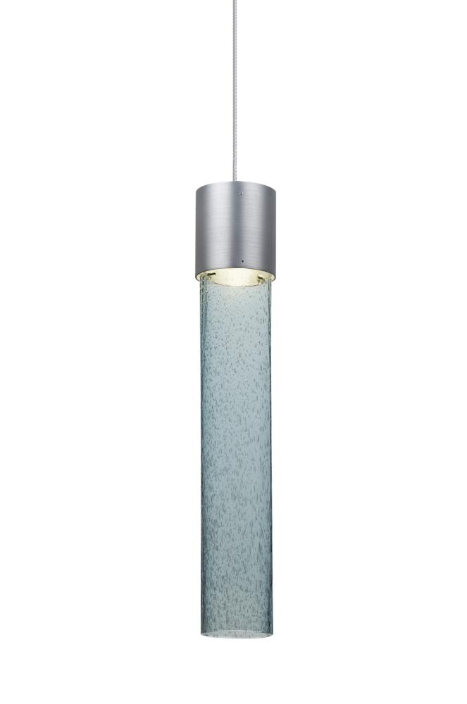 Besa, Wanda 12 Cord Pendant For Multiport Canopy, Blue Bubble, Satin Nickel Finish, 1x3W LED