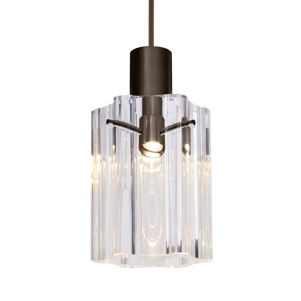 Besa Ice 4 Pendant, Clear Glass, Bronze Finish, 1x35W 35W MAX GY6.35 Base