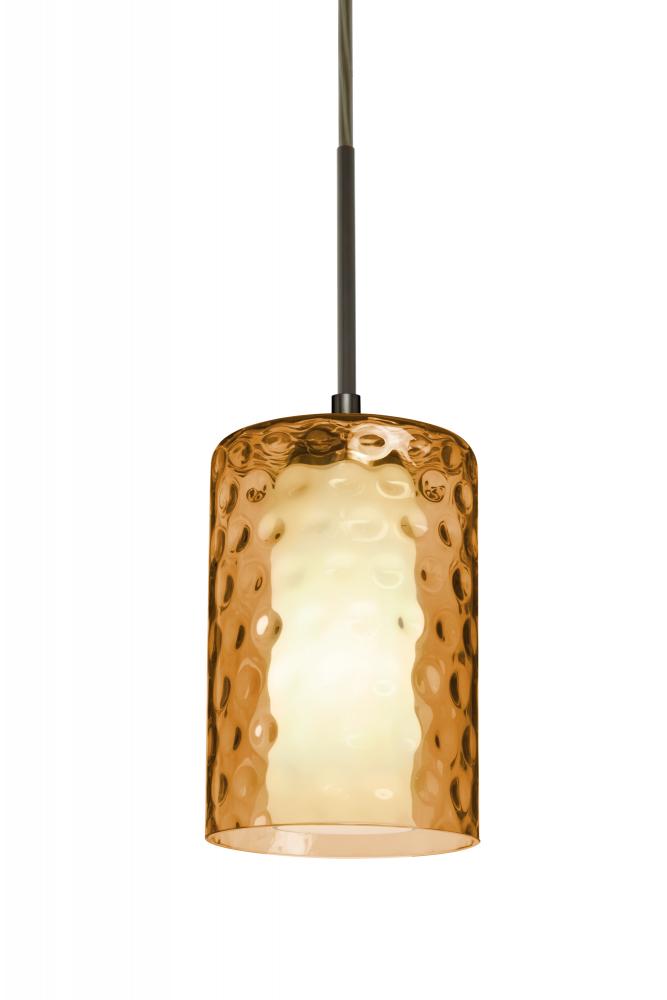 Besa, Esa Cord Pendant For Multiport Canopy, Amber, Bronze Finish, 1x60W Medium Base