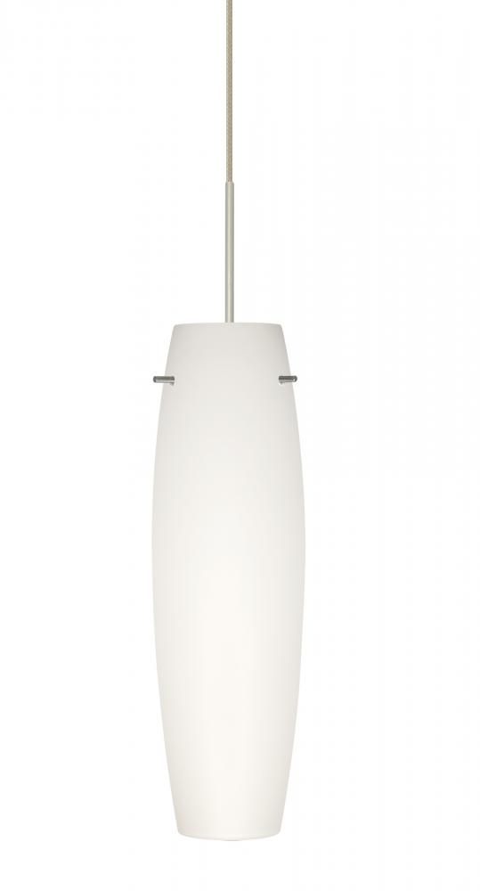 Besa Stilo 11 Pendant, Opal Matte, Satin Nickel, 1x9W LED