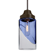 Besa Lighting 1JC-BLINKBL-EDIL-BR - Besa, Blink Cord Pendant, Trans. Blue/Clear, Bronze Finish, 1x4W LED Filament