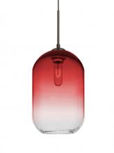 Besa Lighting 1JT-OMEGA12RD-BR - Besa, Omega 12 Cord Pendant, Red/Clear, Bronze Finish, 1x60W Medium Base