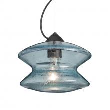 Besa Lighting 1KX-ZENBL-BK - Besa, Zen Cable Pendant, Blue Bubble, Black Finish, 1x60W Medium Base