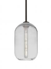 Besa Lighting 1TT-OMEGA12CL-EDIL-BR - Besa, Omega 12 Stem Pendant, Clear, Bronze Finish, 1x5W LED Filament