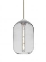 Besa Lighting 1TT-OMEGA12CL-EDIL-SN - Besa, Omega 12 Stem Pendant, Clear, Satin Nickel Finish, 1x5W LED Filament