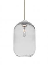 Besa Lighting 1TT-OMEGA12CL-SN - Besa, Omega 12 Stem Pendant, Clear, Satin Nickel Finish, 1x60W Medium Base