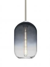 Besa Lighting 1TT-OMEGA12ST-EDIL-SN - Besa, Omega 12 Stem Pendant, Steel/Clear, Satin Nickel Finish, 1x5W LED Filament