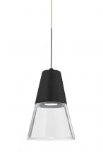 Besa Lighting 1XC-TIMO6BC-LED-SN - Besa, Timo 6 Cord Pendant, Clear/Black, Satin Nickel Finish, 1x9W LED