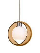 Besa Lighting 1TT-MANAAM-SN - Besa Mana Pendant, Amber/Opal, Satin Nickel Finish, 1x60W Medium Base