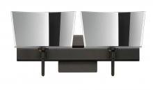 Besa Lighting 2SW-6773MR-BR-SQ - Besa Groove Wall With SQ Canopy 2SW Mirror-Frost Bronze 2x40W G9