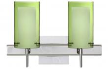 Besa Lighting 2SW-L44007-CR-SQ - Besa Pahu 4 Wall With SQ Canopy 2SW Transparent Olive/Opal Chrome 2x40W G9
