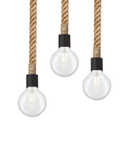 Besa Lighting 3JW-SOLO-EDIL-BK - Besa Solo Rope Pendant, Black, 3x4W LED Filament