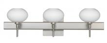 Besa Lighting 3SW-561207-LED-SN-SQ - Besa Wall With SQ Canopy Lasso Satin Nickel Opal Matte 3x5W LED