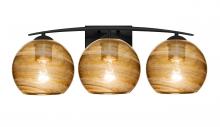 Besa Lighting 3WC-JILLYAM-EDIL-BK - Besa, Jilly Vanity, Vapor Amber, Black Finish, 3x5W LED Filament