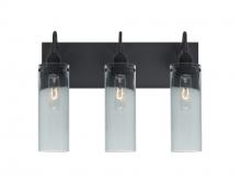 Besa Lighting 3WG-JUNI10BL-BK - Besa Juni 10 Vanity, Blue Bubble, Black Finish, 3x60W Medium Base